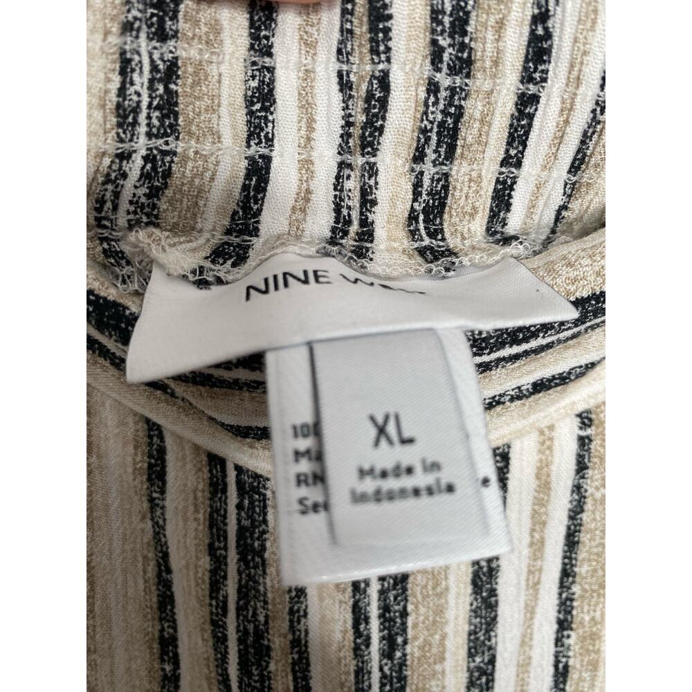 Nine West Womens Wide-Leg Lounge Pants Beige White Stripe Elastic Waist Size XL - Picture 4 of 7